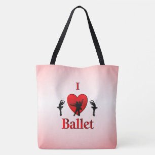 Tote Bag Cool I Heart Ballet Design