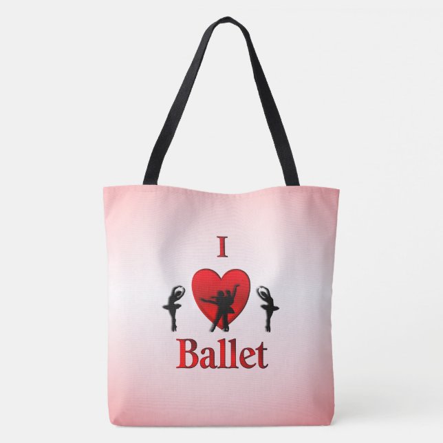 Tote Bag Cool I Heart Ballet Design (Dos)