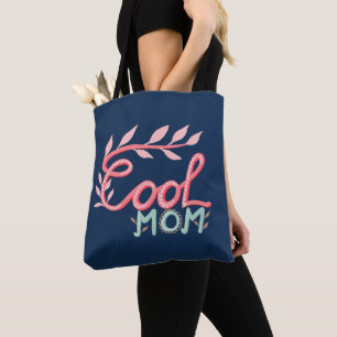 Tote Bag Cool Maman Lettres à la main Marine Bleu Mère`s Da