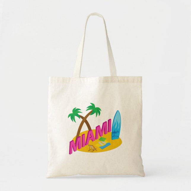 Tote Bag Cool Miami Beach Surf Palm Trees (Devant)