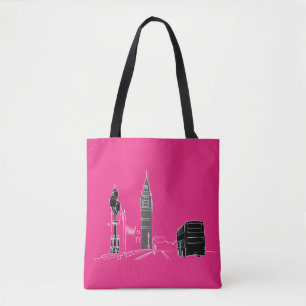 Tote Bag Cool moderne au néon de noir de croquis d'art de