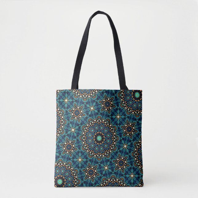 Tote Bag Cool moderne Turquoise Dot Art Motif (Devant)