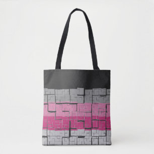 Tote Bag Cool noir blanc gris magenta rose Motif