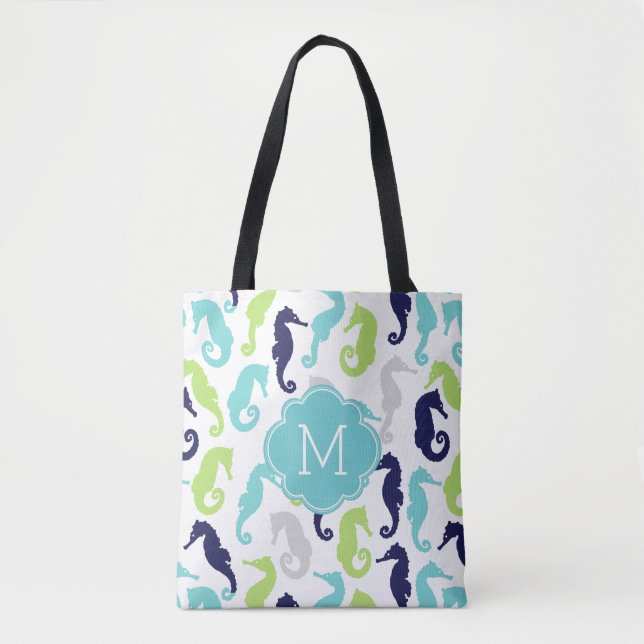 Tote Bag Cool Sea Horse Motif Monogramme (Devant)