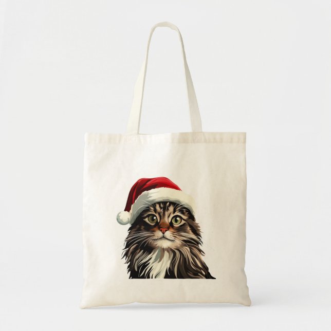 Tote Bag Coon du Maine, NOËL, chat chaton, cadeau chaton (Devant)