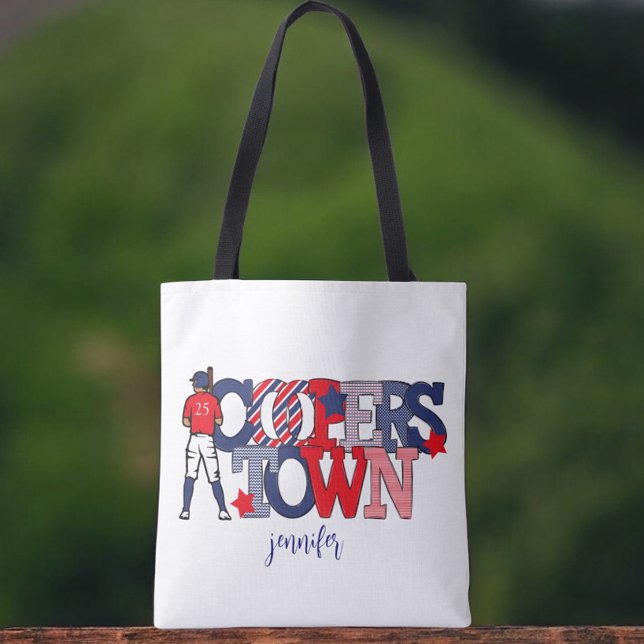 Tote Bag Cooperstown Patriotic Letotic Baseball Maman (Créateur téléchargé)