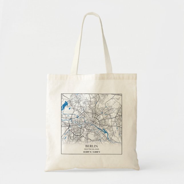 Tote Bag Coordonnées de la carte de Berlin Deutschland Alle (Devant)