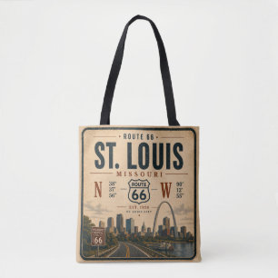 Tote Bag Coordonnées de l'arche de la route 66 de St Louis