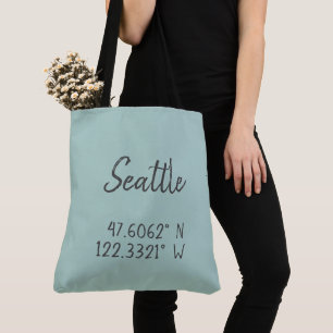 Tote Bag Coordonnées GPS Seattle Longitude Latitude