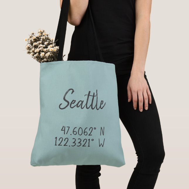 Tote Bag Coordonnées GPS Seattle Longitude Latitude (De près)
