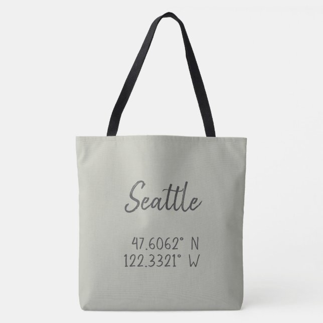 Tote Bag Coordonnées GPS Seattle Longitude Latitude (Devant)