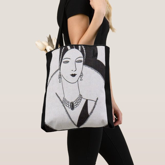 Tote Bag copie 1928 de femme d'art déco (De près)