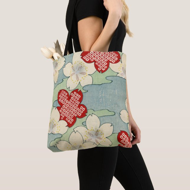 Tote Bag Copie de bois de graveur des fleurs de cornouiller (De près)