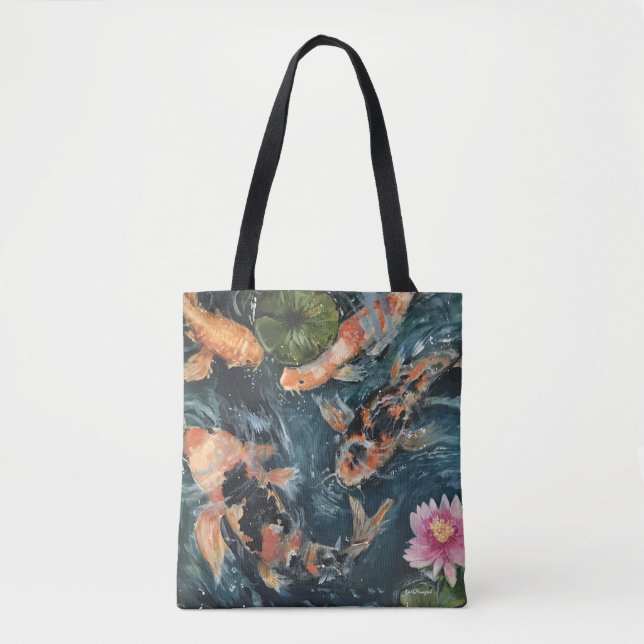 Tote Bag Copie Fourre-tout d'art d'aquarelle de Koi de (Devant)