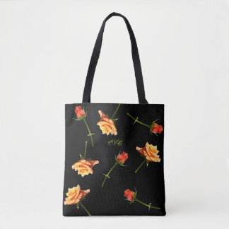 Tote Bag Copie Fourre-tout GR noir de roses de "réception