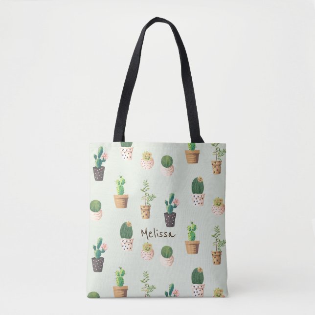Tote Bag Copie personnalisée Fourre-tout de cactus (Devant)