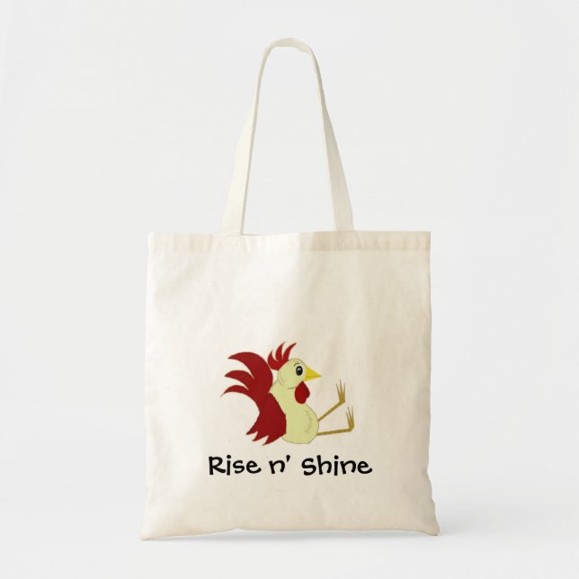 Tote Bag Coq de dessin animé drôle avec citation (Devant)