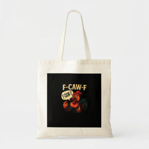 Tote Bag Coq furieux drôle de style rétro graphique F Caw