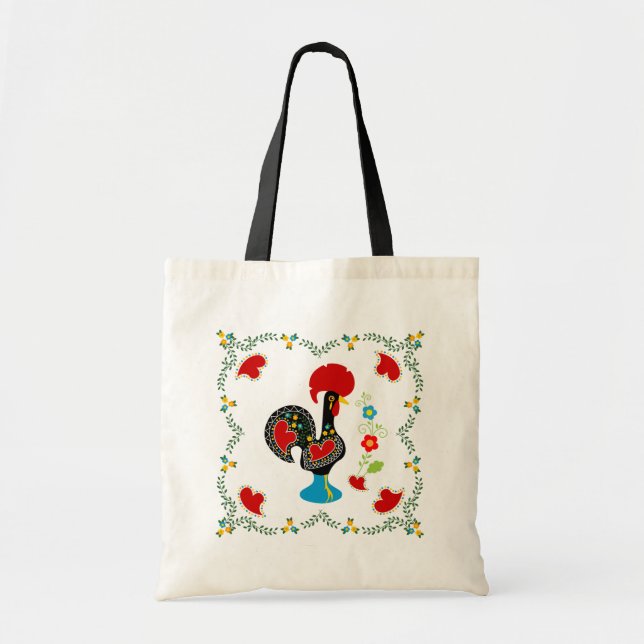 Tote Bag Coq traditionnel du Portugal en noir (Devant)