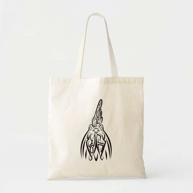 Tote Bag Coq tribal noir et blanc (Devant)