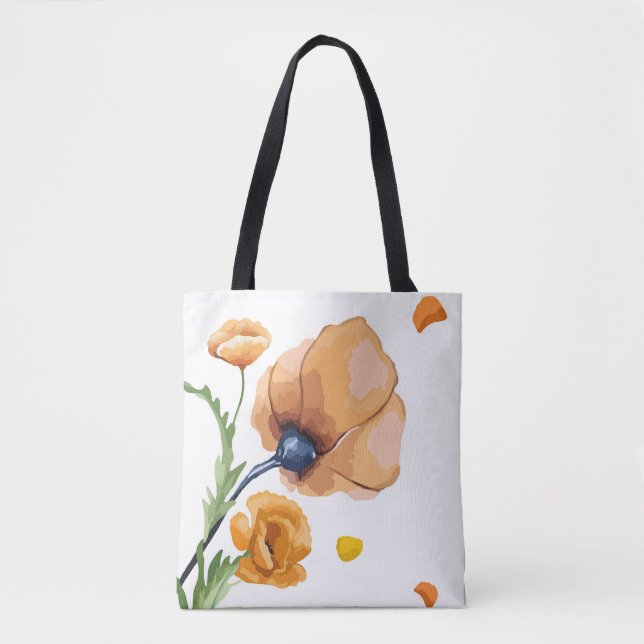 Tote Bag Coquelicot aquarelle orange (Devant)