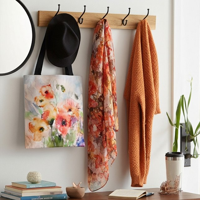 Tote Bag Coquelicots aquarelle d'automne  (Créateur téléchargé)
