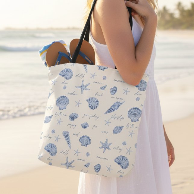 Tote Bag Coques Starfish Sun Fun Texte bleu ID918 (Créateur téléchargé)