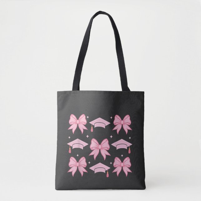 Tote Bag Coquette Bow Graduation Palette rose 2025 (Devant)