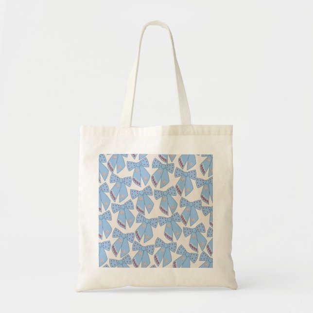 Tote Bag Coquette Bows Bleus (Devant)