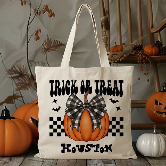 Tote Bag Coquette Personnalisée Citrouille Trick Ou Treat C (Créateur téléchargé)