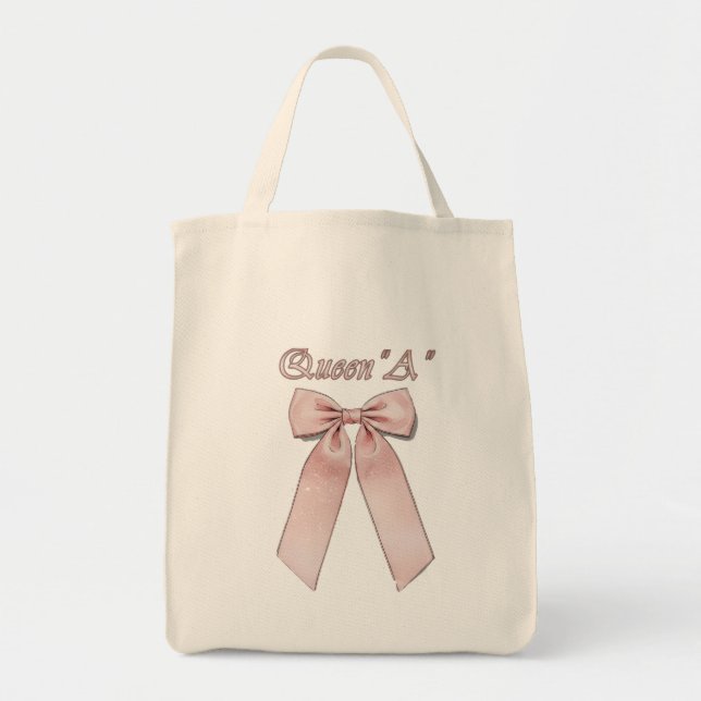 Tote Bag Coquette Queen" Vibe pink bows with Queen A (Devant)
