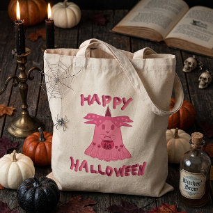 Tote Bag Coquette Rose Fantôme Joyeux Halloween Art Numériq