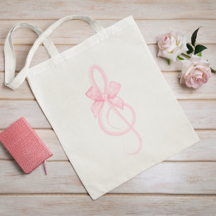 Tote Bag Coquette Rose Treble Clef Music Bow