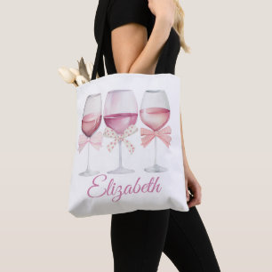 Tote Bag Coquette Vaches roses et Bachelorette de vin