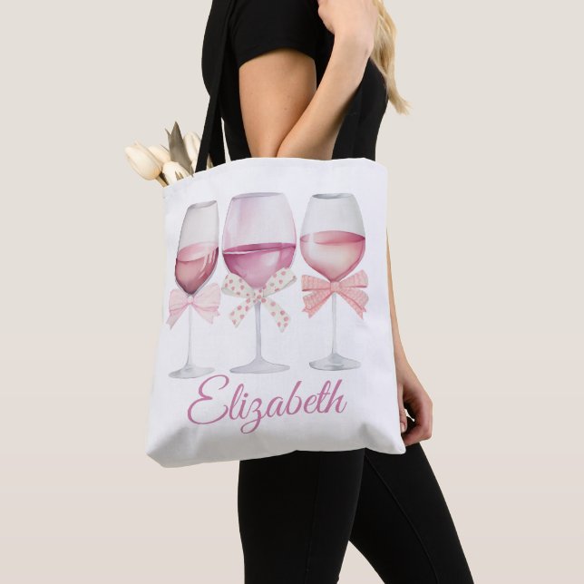 Tote Bag Coquette Vaches roses et Bachelorette de vin (De près)