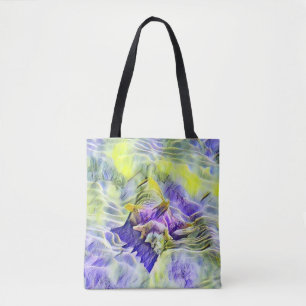 Tote Bag Coquillage bleu mer violet aquarelle peinture