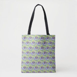 Tote Bag Coquillage bleu mer violet aquarelle peinture le