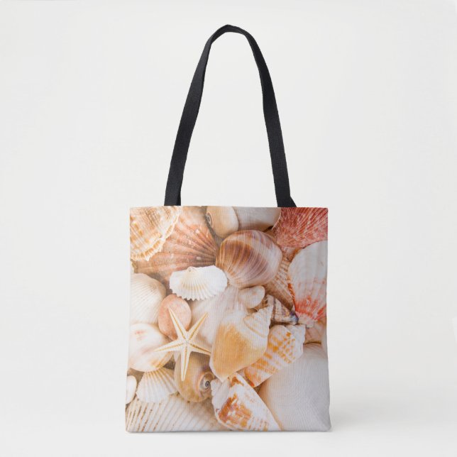 Tote Bag Coquillages arrière - plan : thème marin. (Devant)