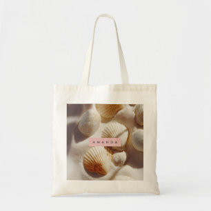 Tote Bag Coquillages de mer pastel personnalisés sur le sab