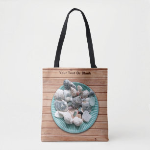 Tote Bag Coquillages et verre de mer Bois Mur Art Épicerie