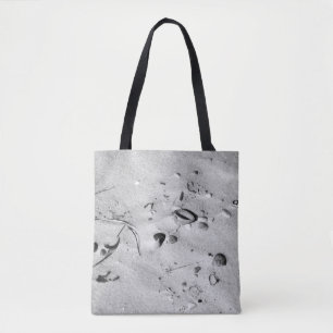 Tote Bag Coquillages noirs et blancs dans le petit sable