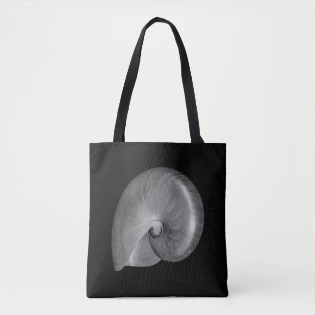Tote Bag Coquille de nautile noir et blanc (Devant)