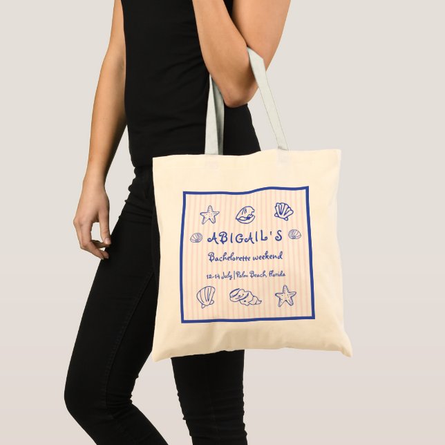 Tote Bag Coquilles de mer griffées à la main bachelorette r (Devant (produit))