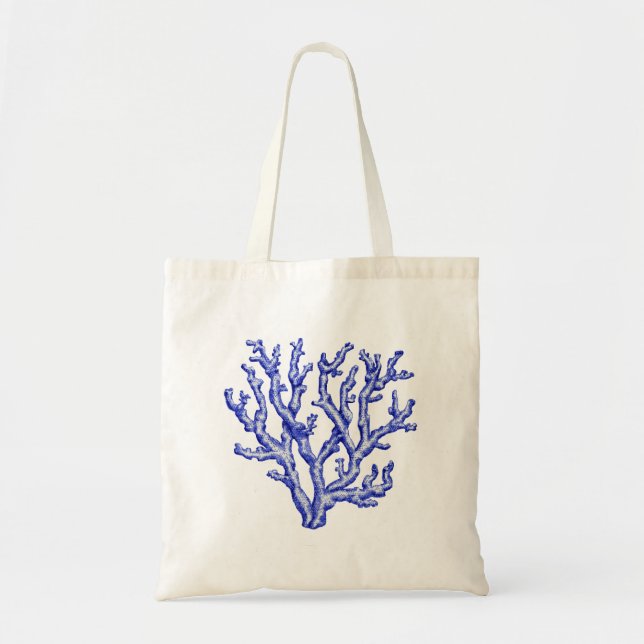 Tote Bag Corail bleu et blanc (Devant)