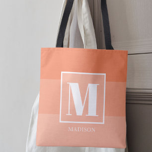 Tote Bag Corail Color Blocks Custom Monogramme Nom