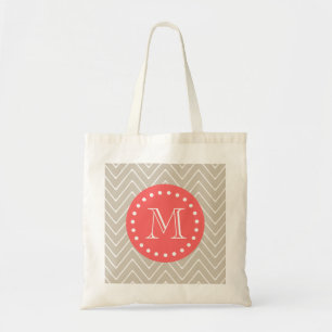 Tote Bag Corail de beige de monogramme du motif 2A de