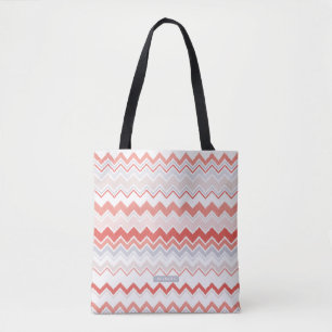 Tote Bag Corail personnalisé Ikat Chevron Motif Bridesmaid