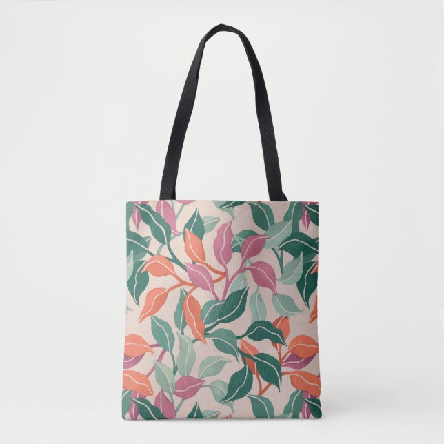 Tote Bag Corail vert feuille tropicale botanique chic tous  (Devant)