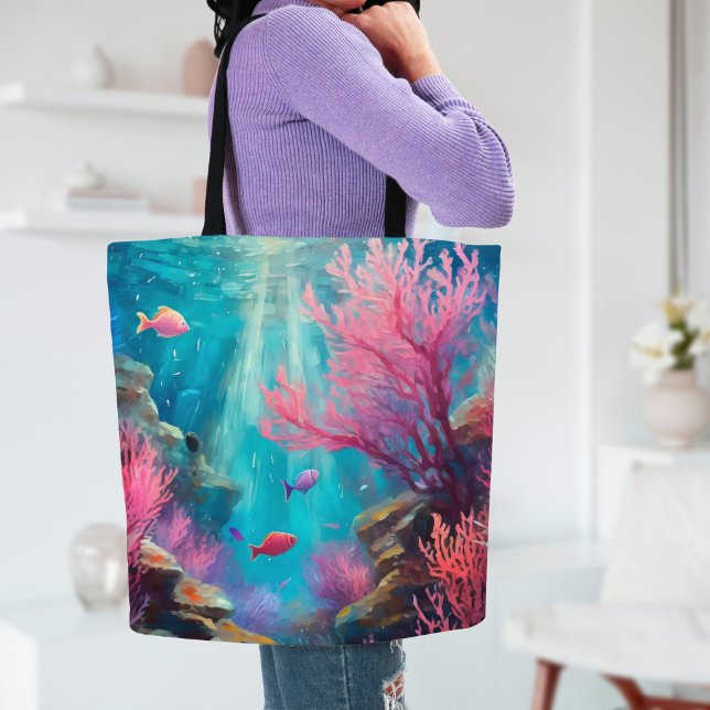 Tote Bag Coral Reef Océan Abstrait Art moderne (Créateur téléchargé)