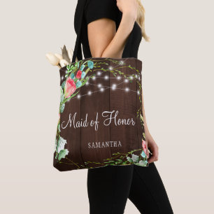 Tote Bag Coral turquoise grange à fleurs lampes de bois dom